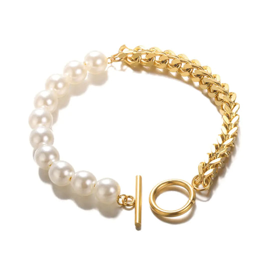 Half Pearl OT Buckle Bracelet Design Jewelry